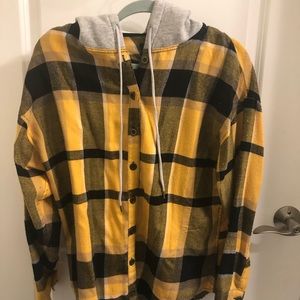 YELLOW FLANNEL HOODIE